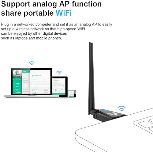 Miniatura 5 de Adaptador WiFi USB 1200Mbps Techkey Adaptador de red inalámbrico USB 3.0 WiFi Dongle 802.11 ac con doble banda 2.4GHz300Mbps+5GHz866Mbps 5dBi Antena