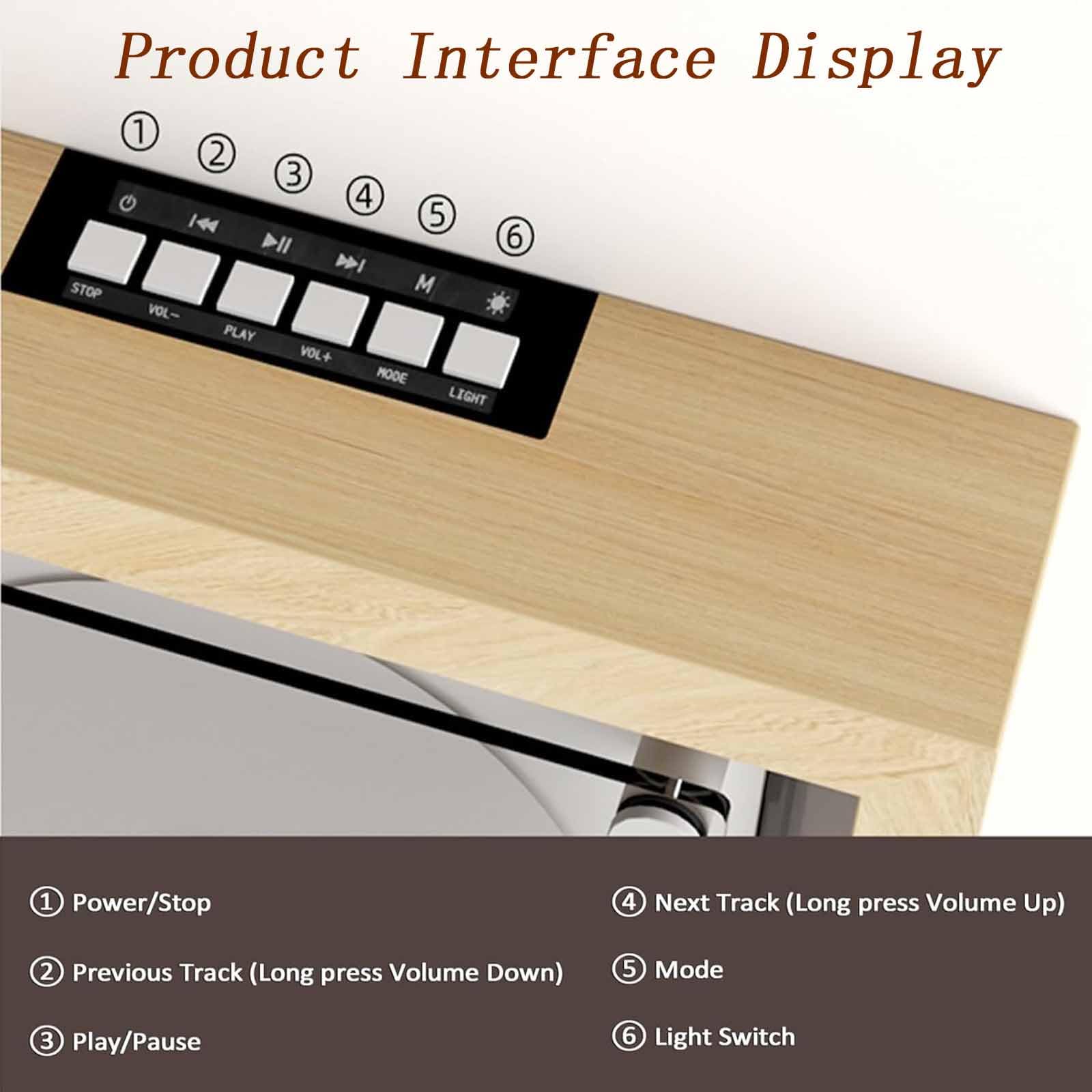Lettore CD montabile a parete con telecomando e altoparlanti, cornice decorativa musicale con uscita 2 vie/USB/AUX e 6 effetti di illuminazione per corridoio di casa