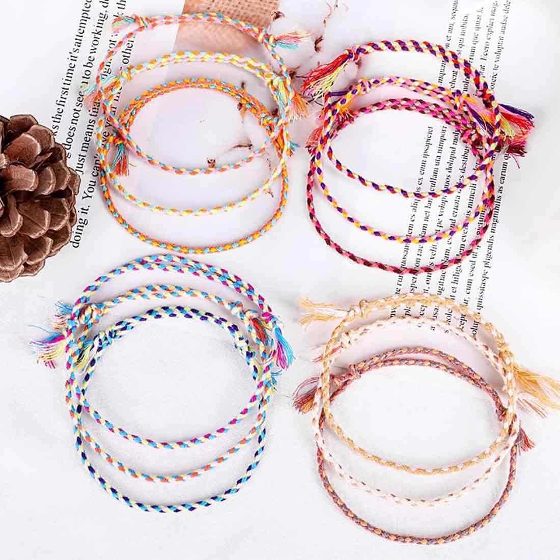 30 Pezzi Braccialetti Amicizia Braccialetti Multicolore Braccialetto Dell'amicizia Intrecciato Bracciali in Stile Boemia Bracciali in Tessuto Regolabile