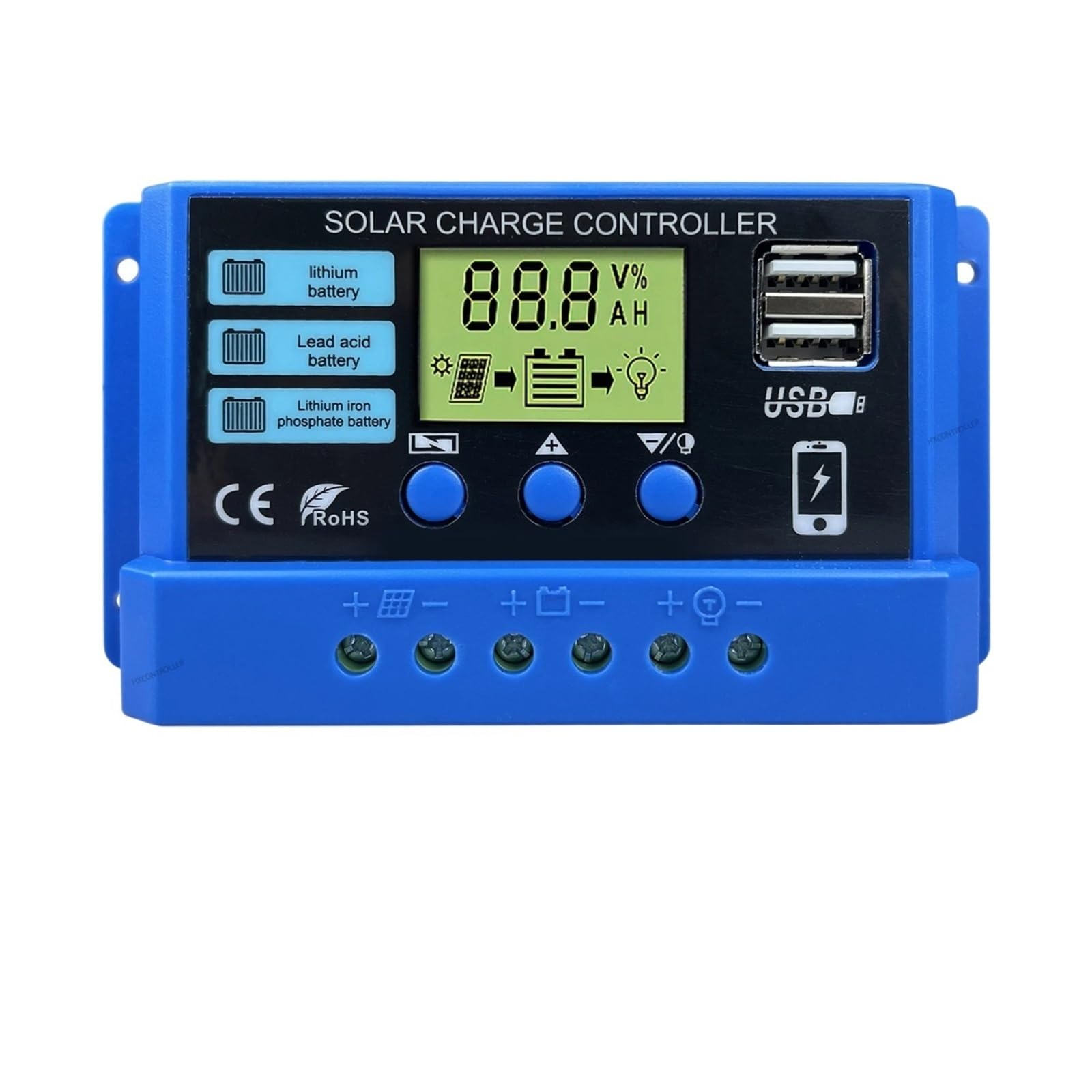 Solar Charge Controller, 10A 20A 30A Solar Charge Controller 12V 24V Panel PV 50VDC(20A)