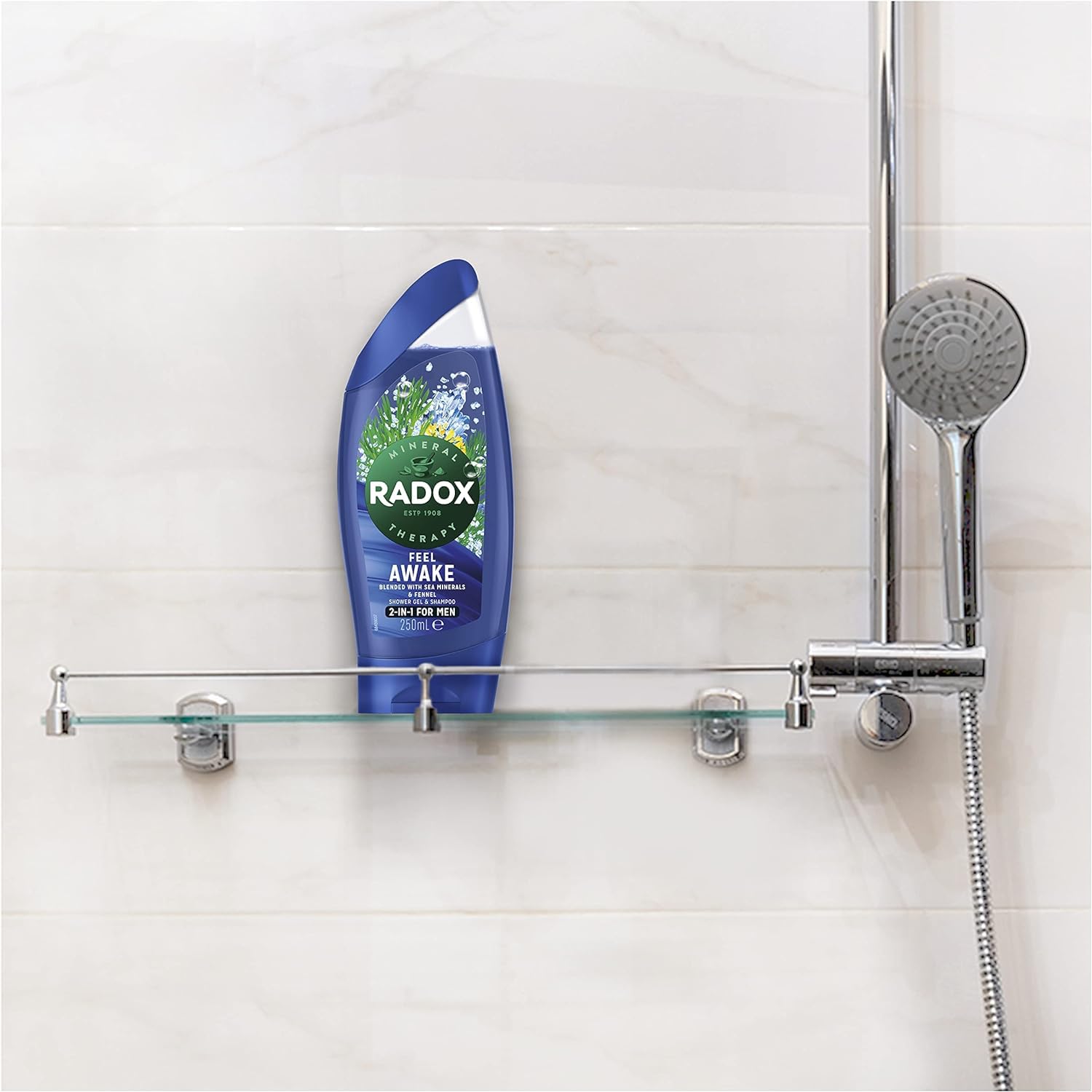 Radox Shower Gel With Hanging Hooks - Feel Awake (Dark Blue) 250ml - Pack of 6 - Image 4