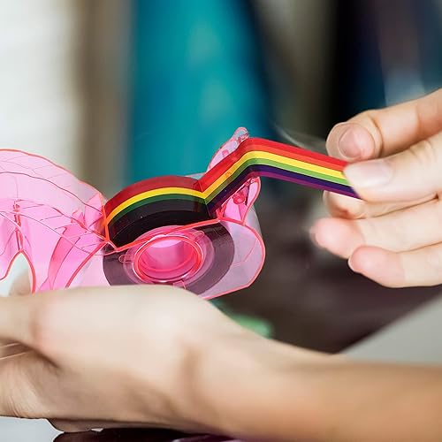 Miniatura 7 de STOBOK Dispensador de cinta de escritorio, dispensador de cinta de unicornio creativo, soporte de rollo, dispensador de cinta washi con cinta