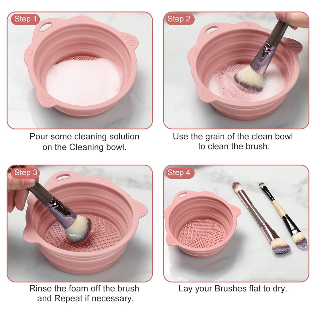 Almohadilla de silicona para limpieza de brochas de maquillaje plegable portátil