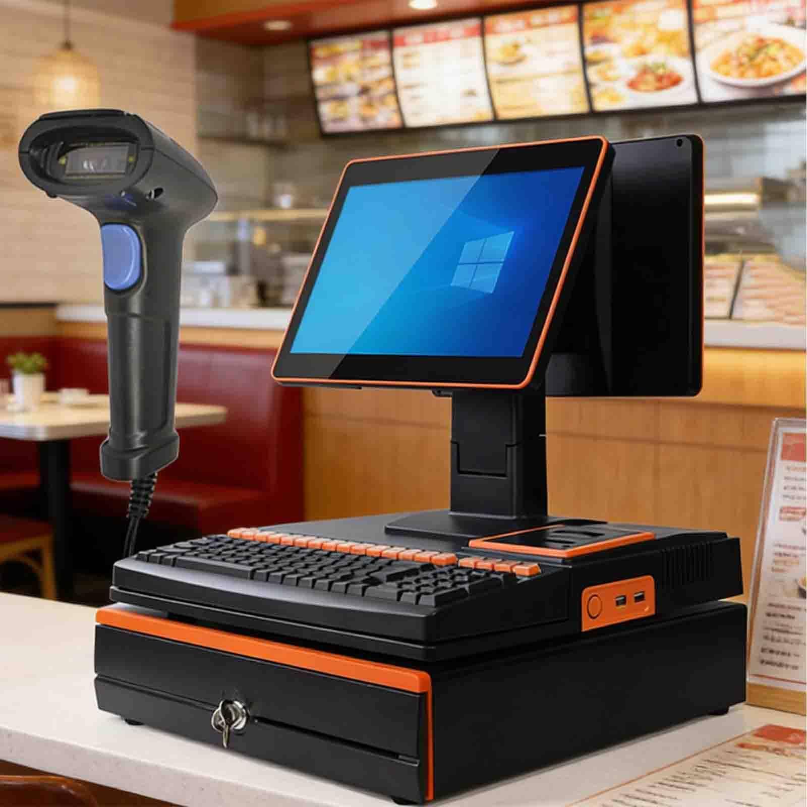 Caja Registradora,punkty sprzedaży detalicznej w restauracjach,skaner kodów kreskowych ręczny+drukarka termiczna 58 mm,system typu plug-and-play,kawiarnie z mlekiem i herbatą/małe kawiarnie Double