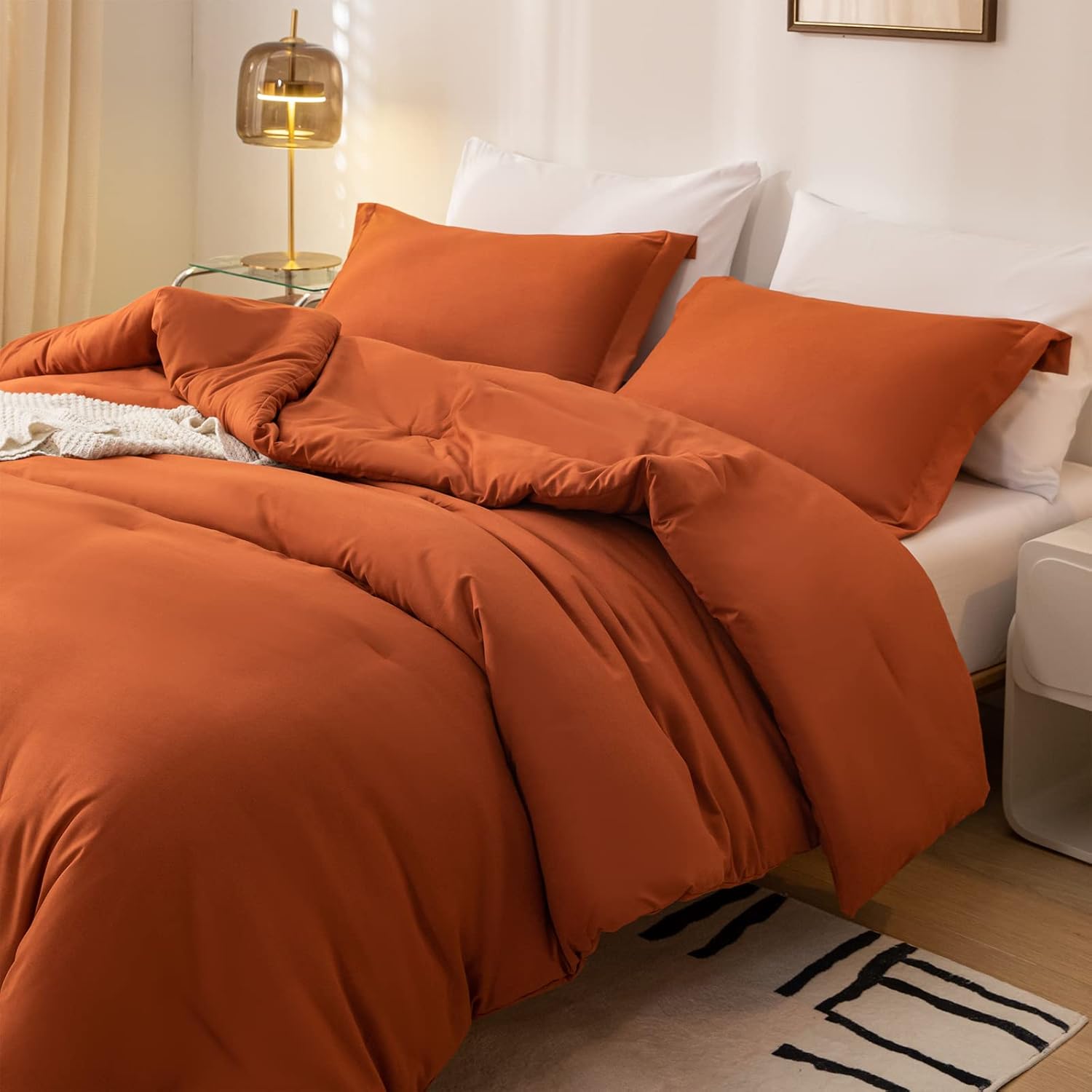 weigelia Terracotta Comforter Set Queen Bed in a Bag 7Pieces Comforter