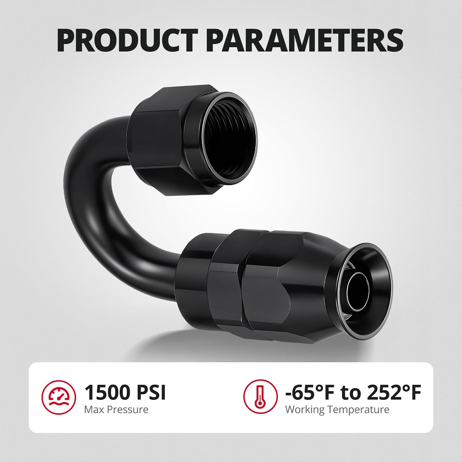 EVIL ENERGY 6AN PTFE Hose End Fitting 180 Degree Black for PTFE Hose Only 4PCS