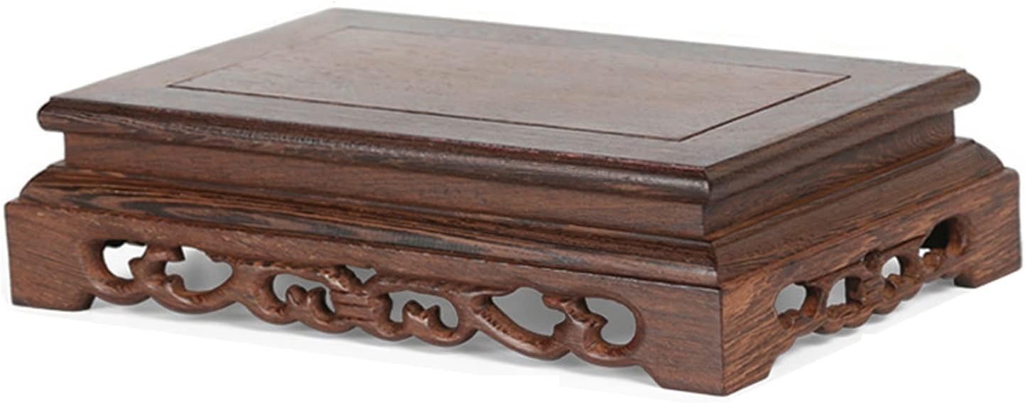 Bonsai Pedestal Vase Pedestal Stands Plant Bonsai Square Shape Wooden Teapot Base Vase Carving Bracket Wood Buddha Statue Decoration Base for Indoor Living Room Decoration Planter Stand Plant Holder (