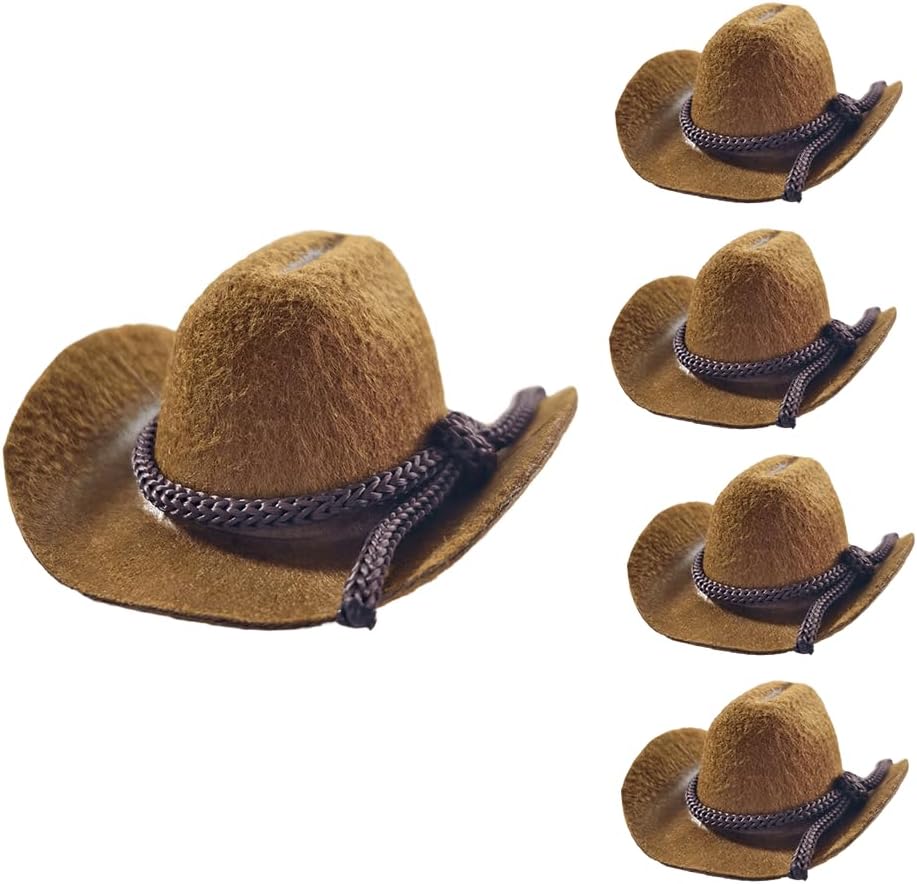 3 Inch Mini Felt Cowboy Hats, 4-Pack, Western Style Decorative Hats for Dolls, Pets, Wedding, Party & DIY Crafts, Recommended for Ages 15+ (Pink)