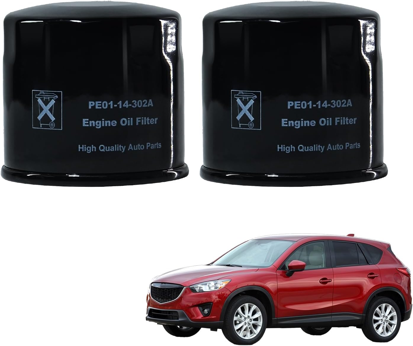 PE01-14-302A Engine Oil Filter for 12-25 Mazda 3,14-21 Mazda 6,16-21 CX-3,20-25 CX-30,13-25 CX-5,16-25 CX-9,Replace 1WPE14302, PE01-14-302B 3PCS