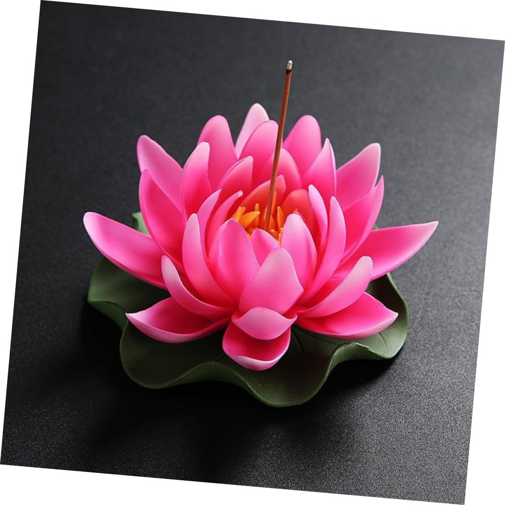 Porta Incienso de Loto en Cerámica Rosa para Aromaterapia