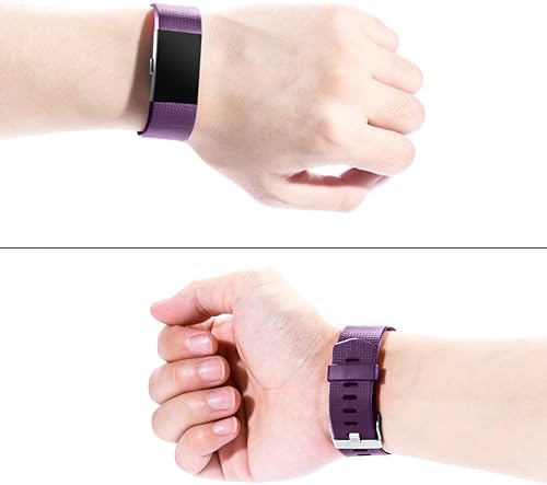 Miniatura 5 de Maledan Bandas de repuesto compatibles con Fitbit Charge 2, paquete de 3, pequeño, negro, azul, ciruela