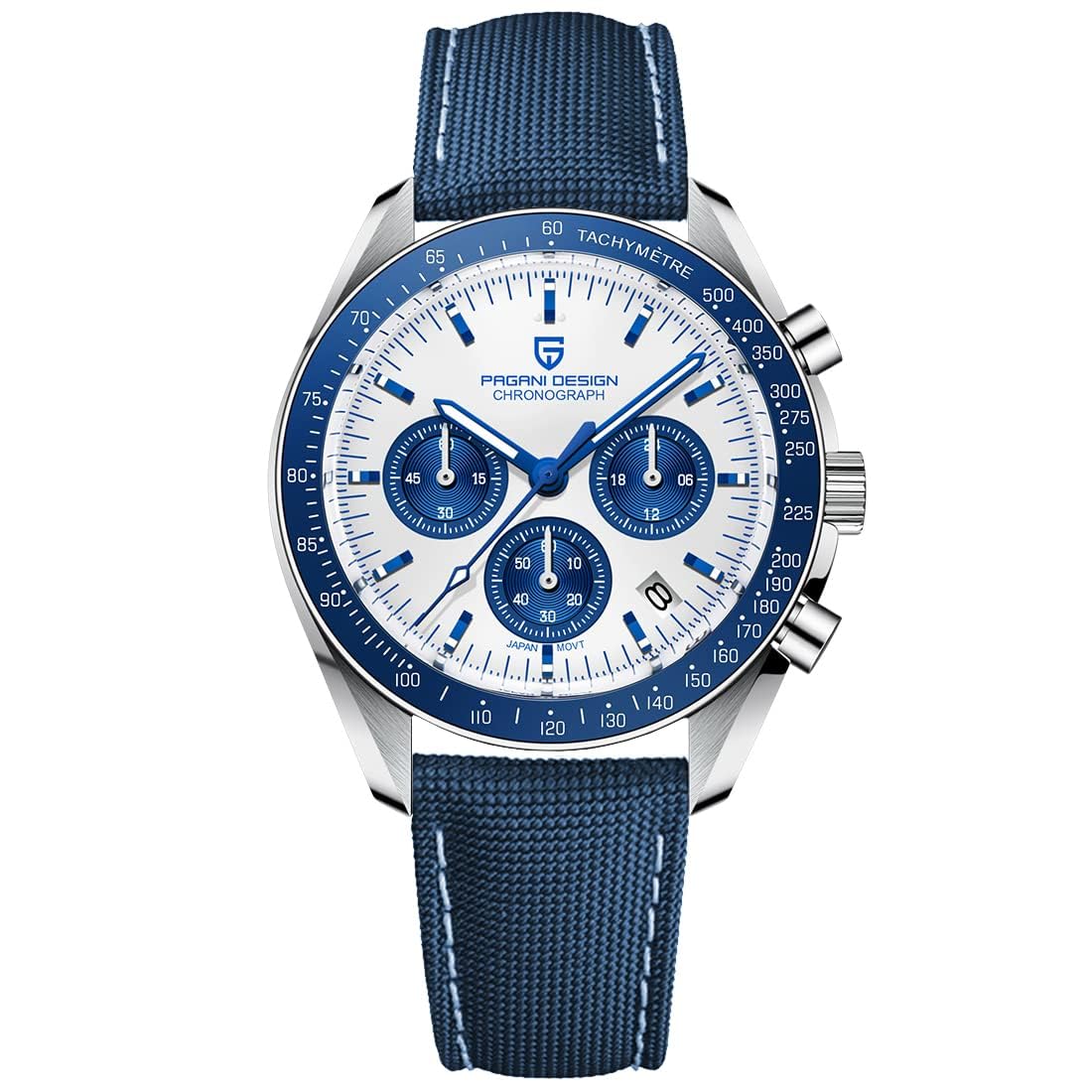 Pagani Design 1701 Orologio Uomo VK63 Orologio al Quarzo Cinturino in Acciaio Inox 100 Metri Resistente all'Acqua Elegante Sport Business Elegante Orologio Regalo da Uomo.