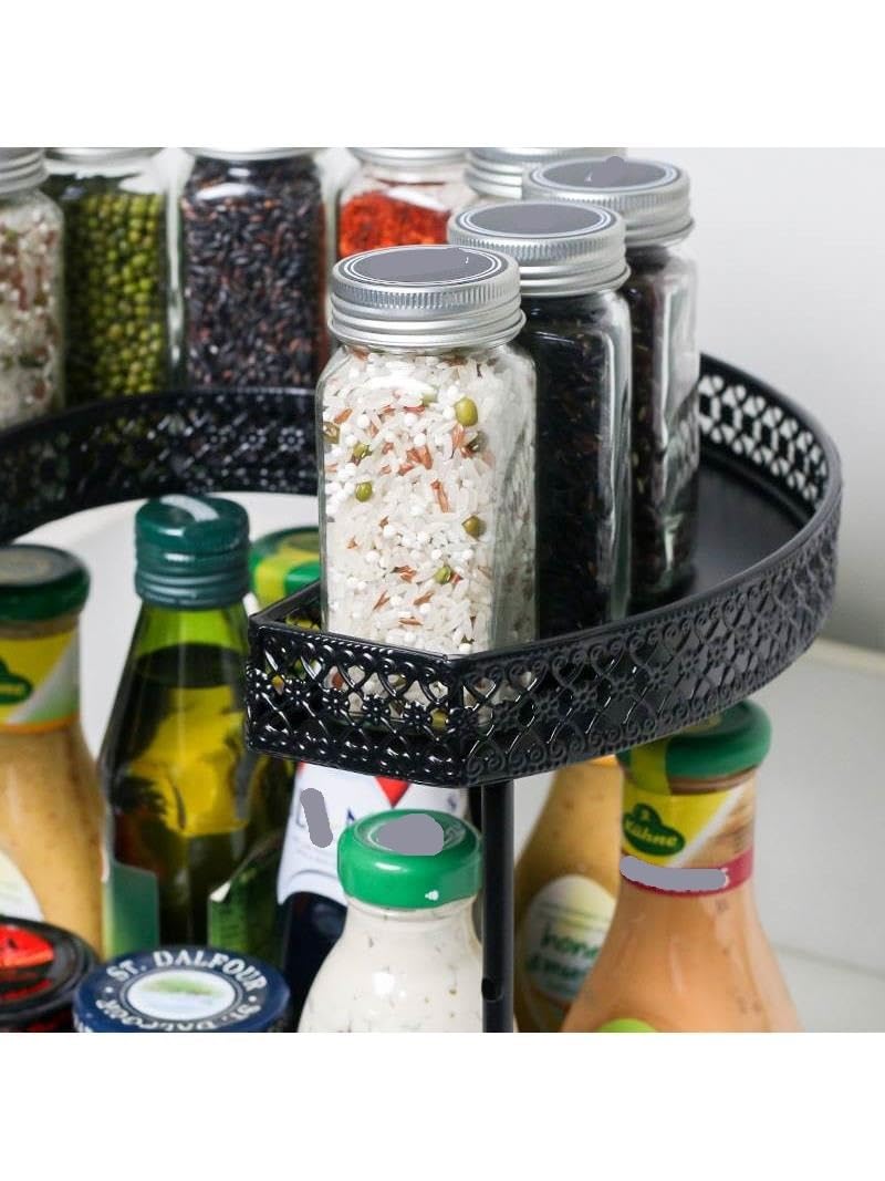 Organizador de especias giratorio de 2 niveles de metal para armario y despensa, soporte para especias, ideal para encimera de cocina y almacenamiento de estantes