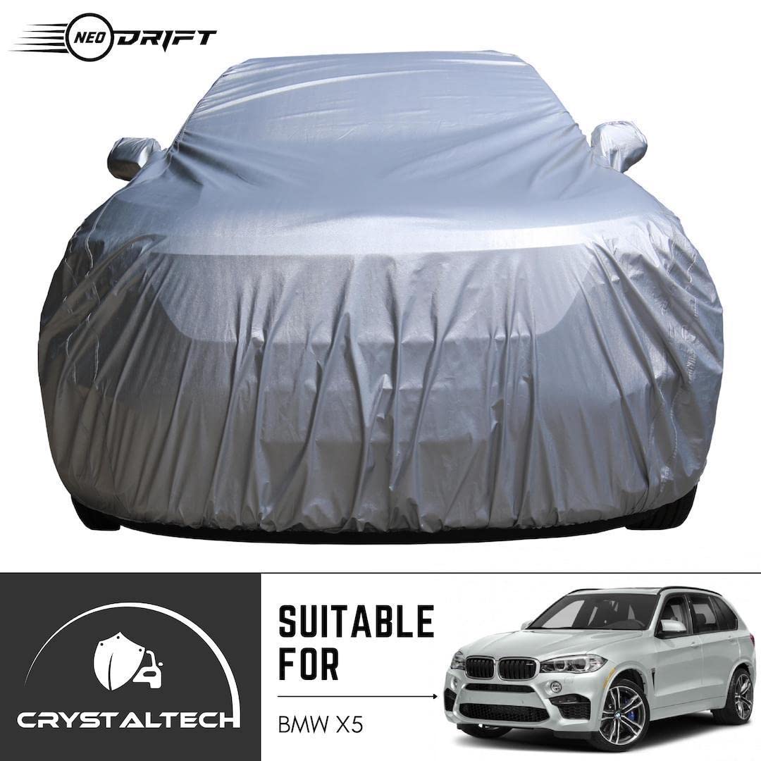 NEODRIFT 'CrystalTech' Car Cover for BMW X5 (100% Water-Resistant, All Weather Protection, Tailored Fit, Multi-Layered & Breathable Fabric) (Colour: Crystal Silver)