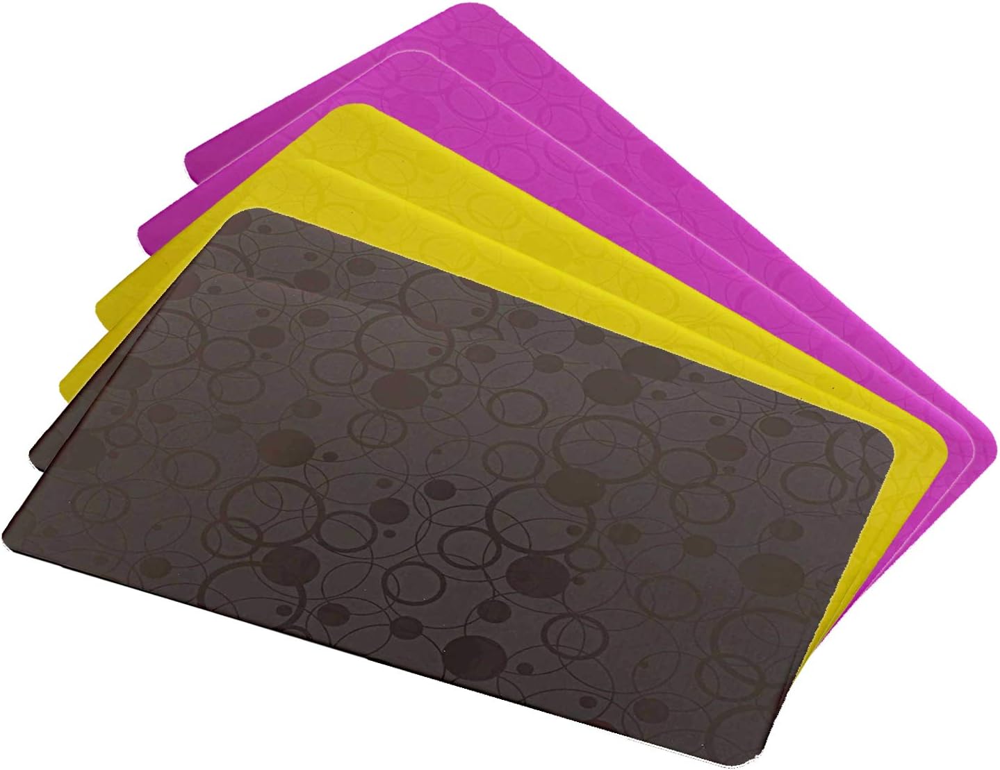 Kuber Industries Circle Design 6-częściowy zestaw mat do szuflad do lodówki PVC - różowy, brązowy i żółty - CTKTC28827