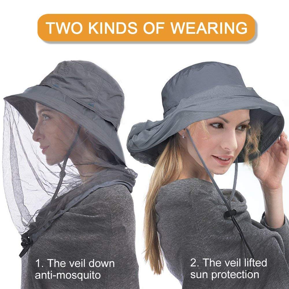 AYAMAYA Chapeau avec Filet Anti-Moustique, Chapeau de Pêche Anti-Insectes pour Hommes/Femmes, Chapeau de Camouflage Apiculture pour la Pêche en Plein Air, la Randonnée, Le Jardinage