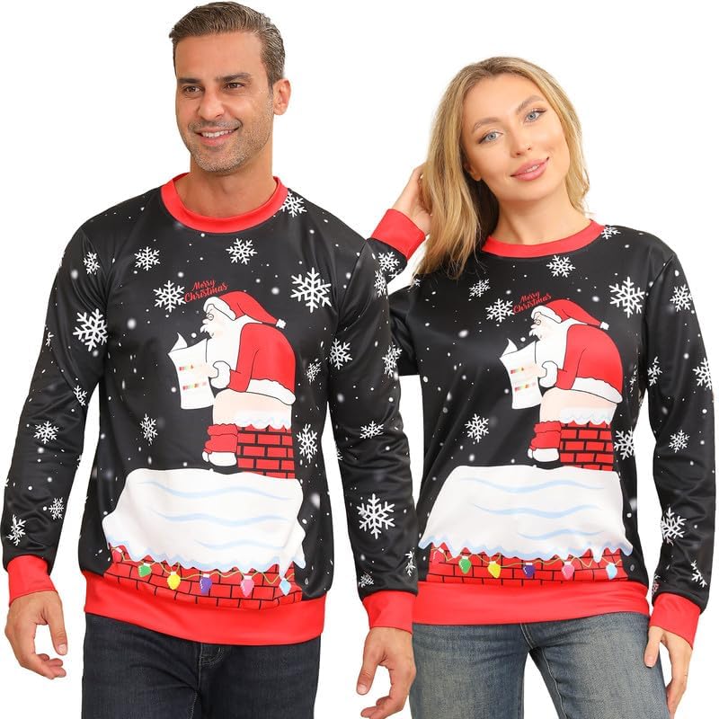 Ugly Christmas Sweatshirts for Women Men,Ugliest Unisex Womens Mens Sweatshirt,Funny Novelty Xmas Deer Sweater Shirt