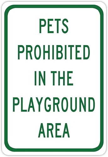 Letrero de aluminio con texto en inglés "Pets Prohibited in The Playground" ("Pets Prohibited in the Playground") de aluminio para decoración de