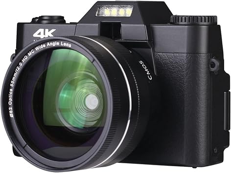 4K HD 16X Digital Camera Micro Single Retro with WiFi Professional Wide Angle Digital Camera Vlog External Lens Time-Lapse Lightweight & PortableDedicated Mirror