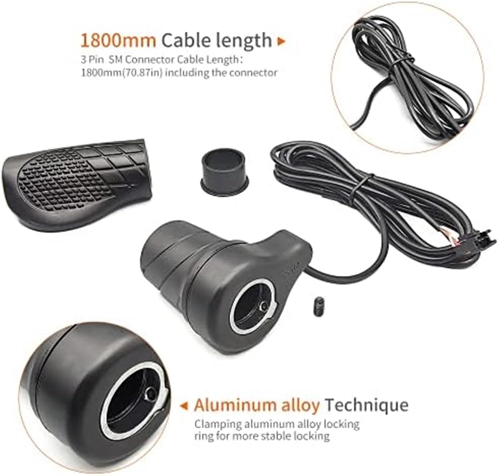 Maniglia sinistra for bicicletta elettrica 76X acceleratore a mezza torsione 24 V 36 V 48 V 60 V 72 V SM Connectfor for bici elettriche, for monopattino elettrico pieghevole Acceleratore a pol
