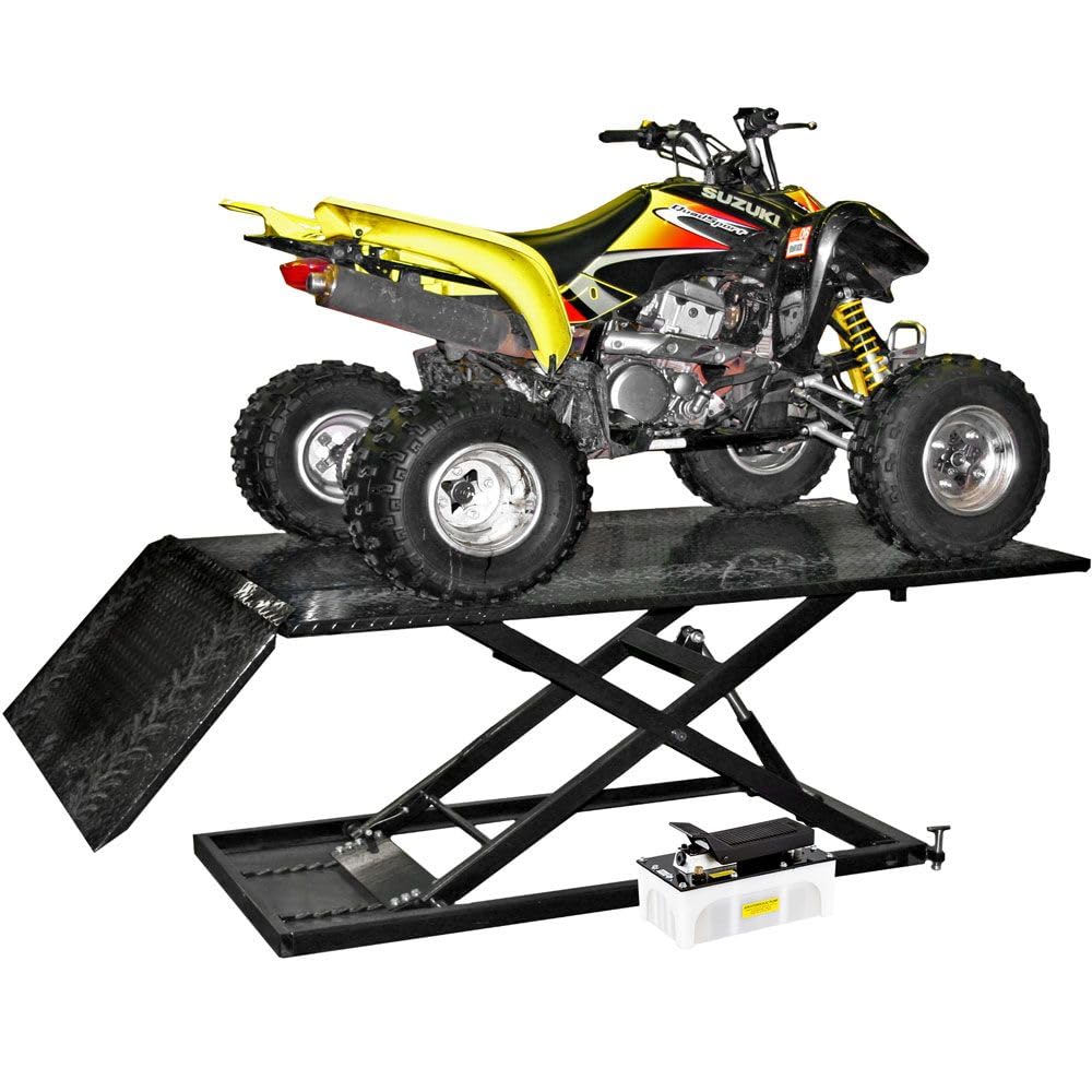 Black Widow Extra-Wide Air Over Hydraulic ATV Scissor Lift Table, 1,500 lb. Capacity, 33.5
