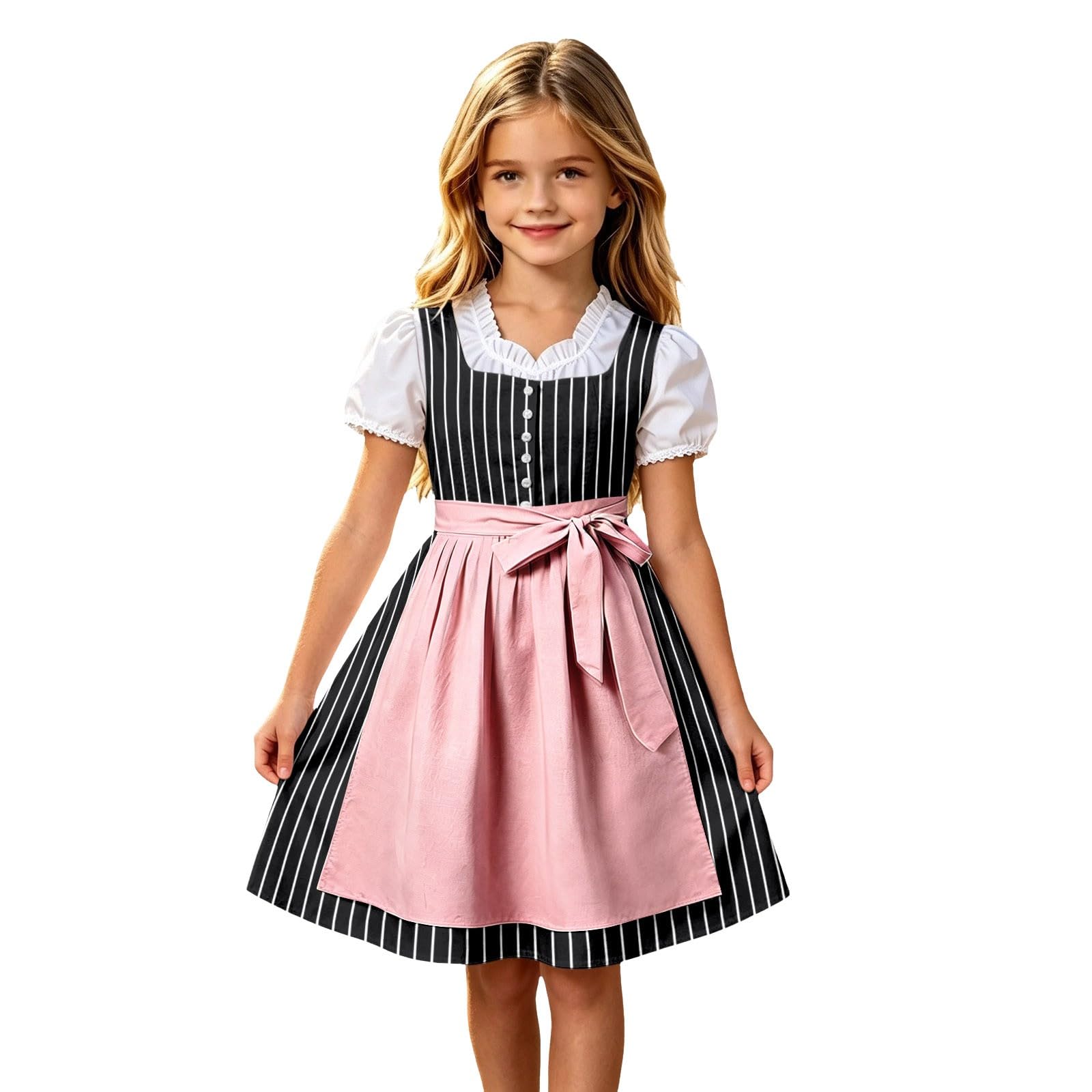 Girls Oktoberfest Costume Bavarian Beer Festival Dirndl Dress with Apron โ image 1