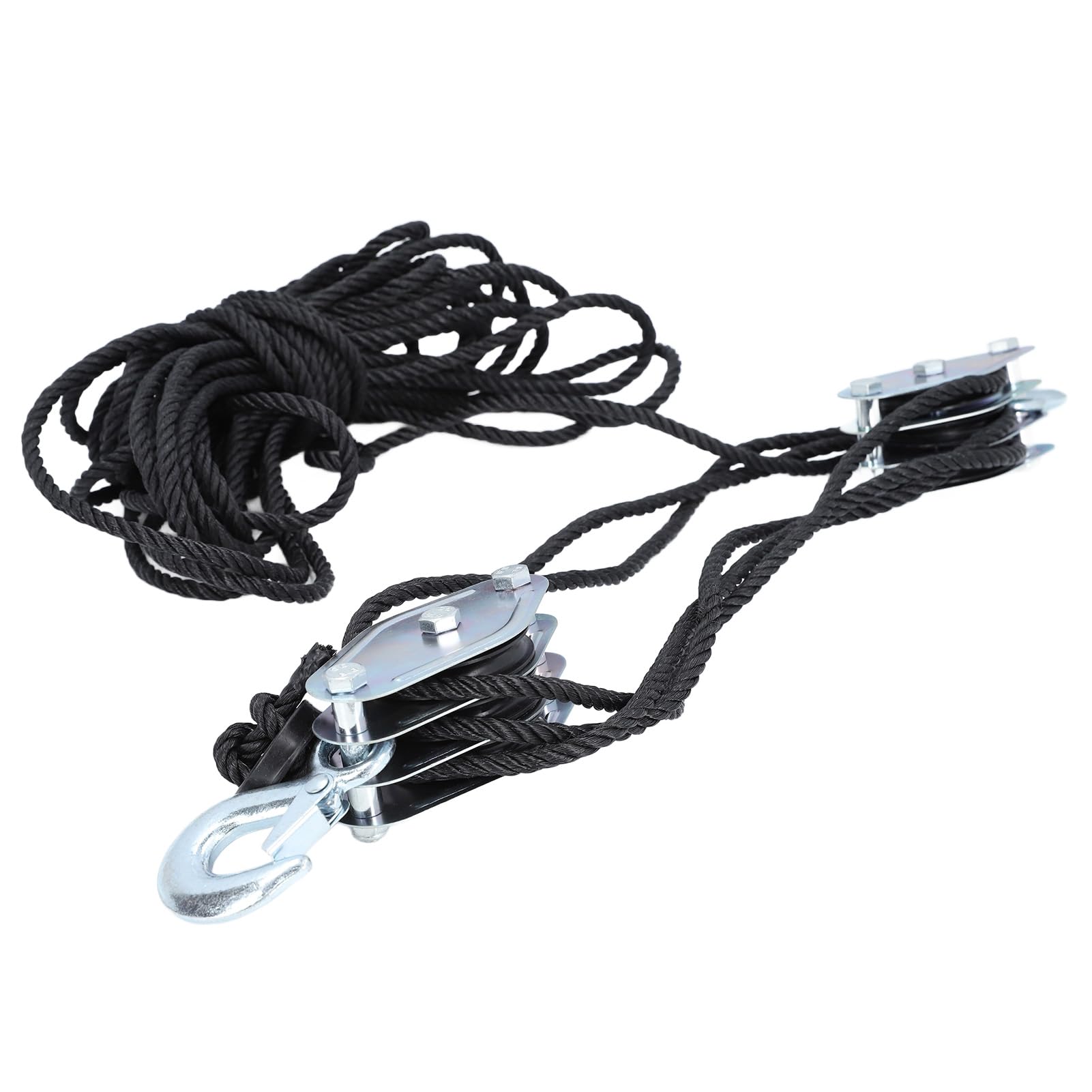 8:1 Rope Hoist Pulley System, Professional DIY and Versatile Rope Hoist Pulley System 4400 Lbs for Warehouse for Lifting