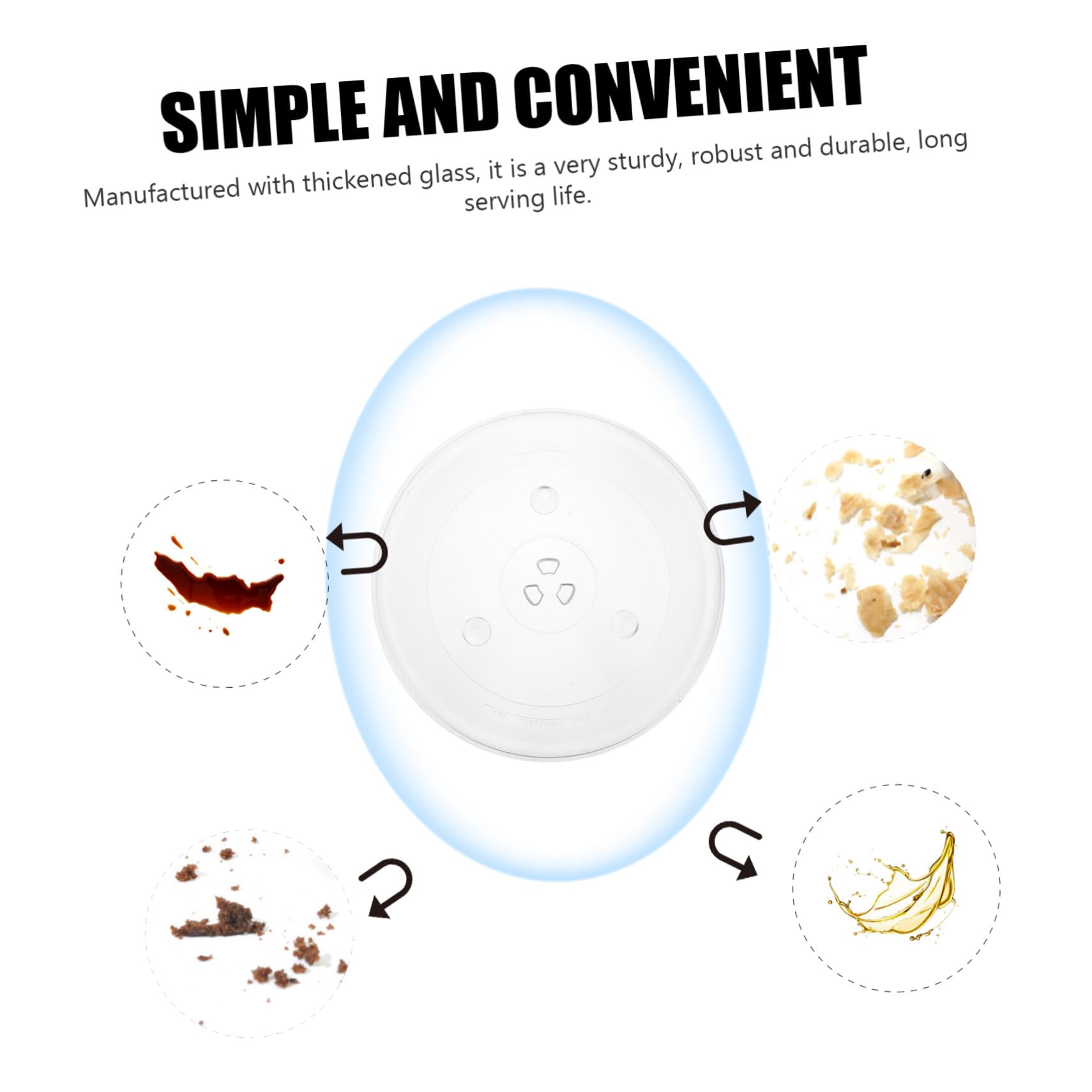 Homoyoyo Plato Giratorio de Vidrio para Microondas Bandeja Resistente al Calor con Triple Ranura para Estable Accesorio de Cocina Compatible y Fácil Instalación