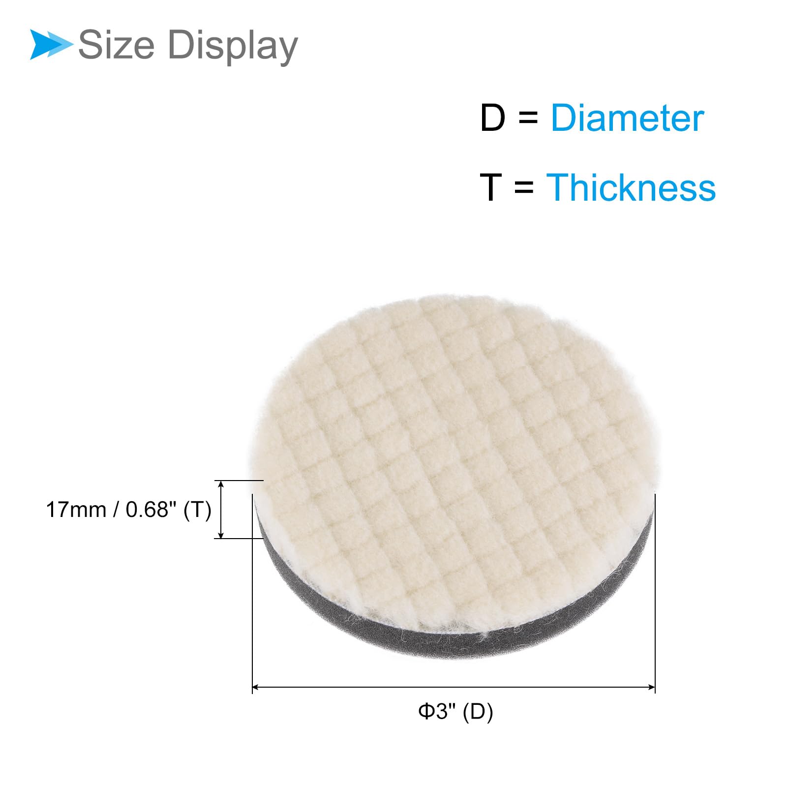 CoCud Wool Felt Sponge Polishing Pad, 3" Diameter, Wool Polishing Pad with a Thickened Sponge Buffing Wheel - Image 2