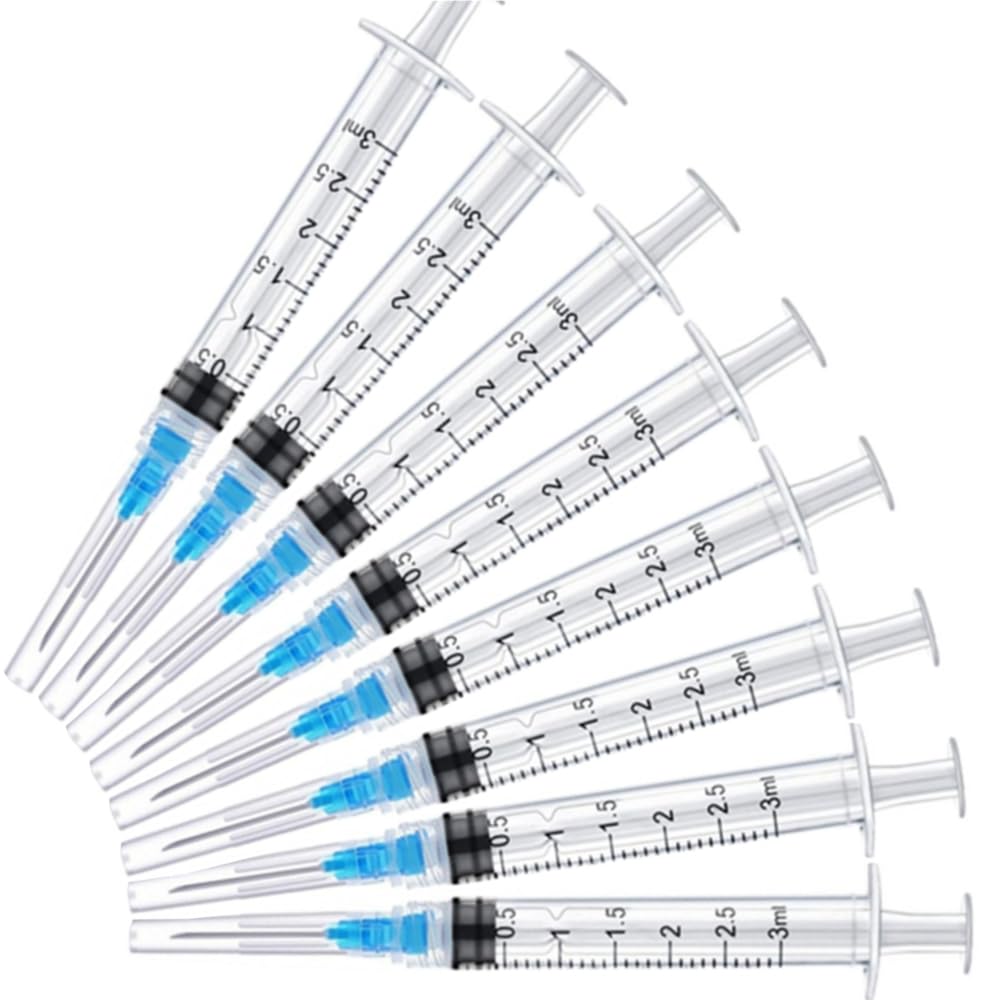 50 Pack 3ml 23 Gauge - Luer Lock 1ml 2.5ml 3ml 5ml 10ml 20ml with 25Ga, 23Ga, 22Ga, 21Ga, 18Ga Lab Consumables(Individually Sealed Wrapped)