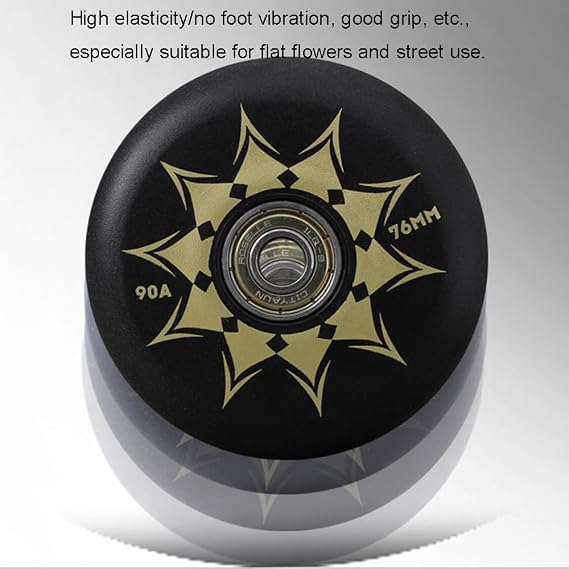 90A Inline Skate Replacement Wheels, 4 Pack 64mm 68mm 70mm 72mm 76mm 80mm Silent PU Durable Skate Replaceable Wheel for Smooth Safe Skating