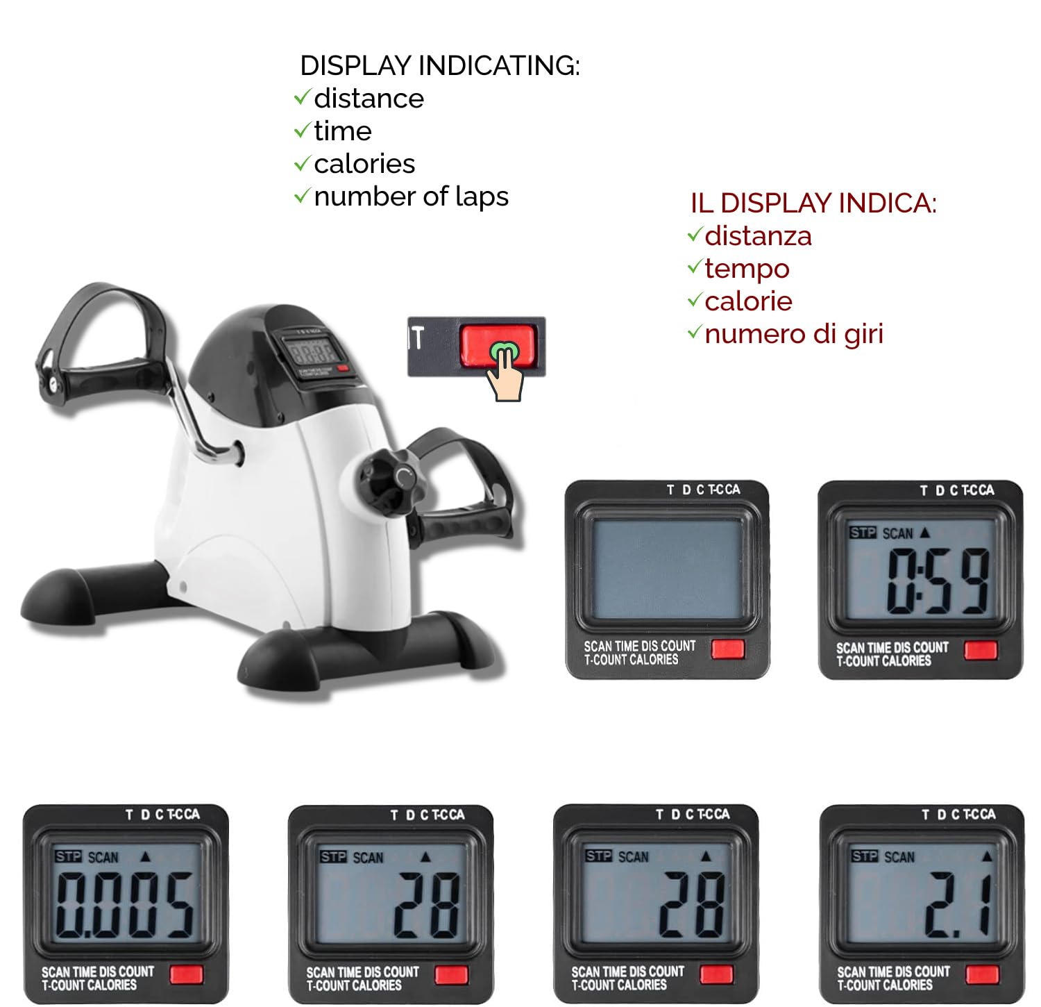 FFitness FMMB408B Cyclette Pedaliera da casa - Riabilitativa, Ginnastica ATTIVA, per anziani, riabilitazione infortuni | Bici Da Casa Easy Belt Bike Home Gym Braccia Gambe