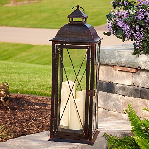 Smart Design Salerno 27-Inch Triple Led Candle Lantern, Battery Powered By Three Integrated Leds, Suitable For Both Indoor And Outdoor Use, 80073 #TOP3
