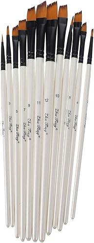 NUOBESTY Juego de pinceles de pintura para artista, kit de pinceles de pintura angular para óleo acrílico, acuarela, lienzo, gouache, pintura de