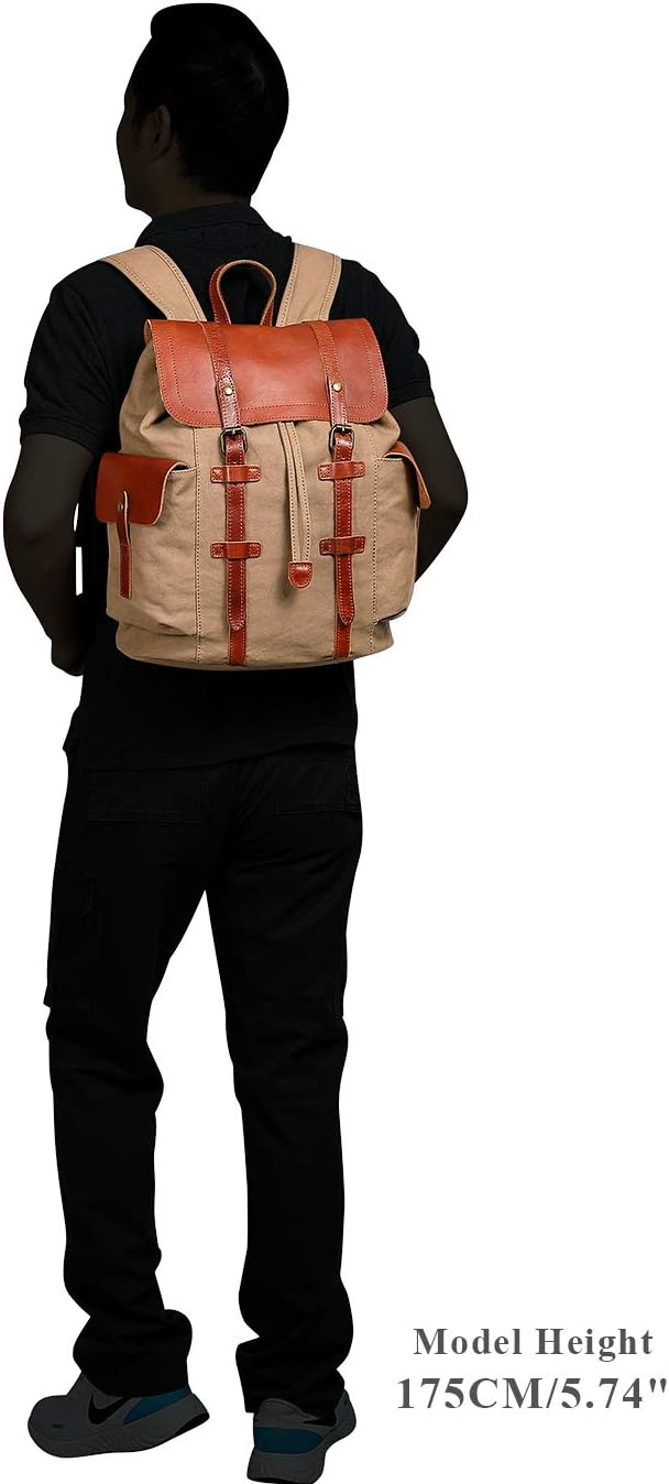 Featured Product WITZMAN Canvas Backpack Vintage Travel Leather Backpack for Men Laptop Rucksack (W0103 Khaki) Tech Deals 🔥 WITZMAN Canvas Backpack Vintage Travel Leather Backpack for Men Laptop Rucksack (W0103 Khaki)