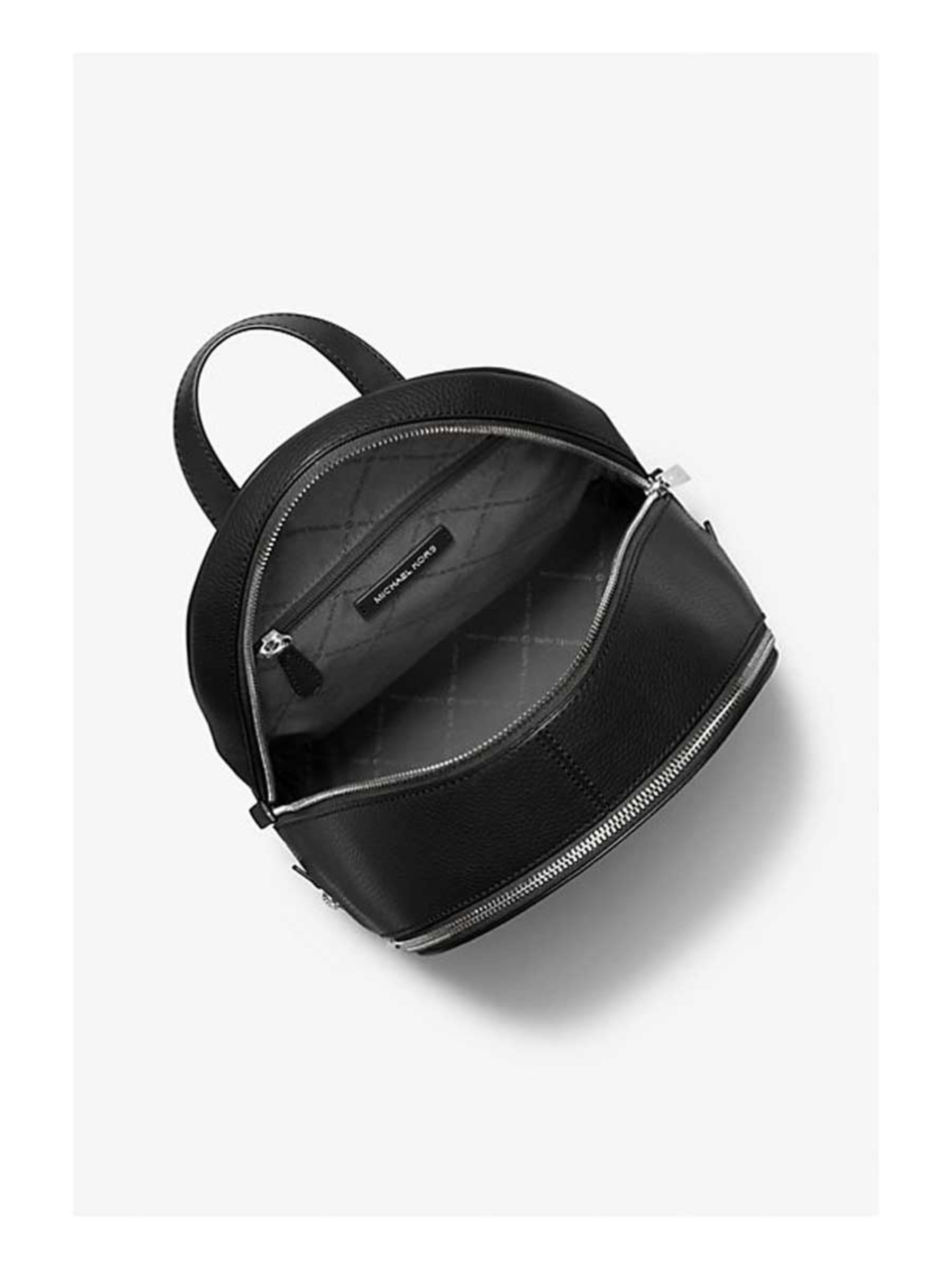 Michael Kors Rhea Medium Signature Logo Backpack Black Silver