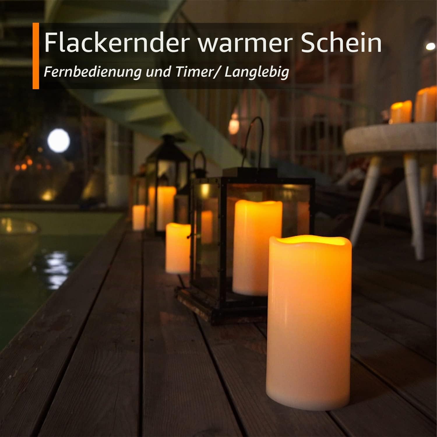 Homemory 24,2 cm X 10 cm Große LED Kerzen, Wasserdicht Outdoor mit Fernbedienung Timer Funktion LED-Stumpenkerzen, Elektrische, Flammenlose Stabkerzen, Langlebig, 2er-Set