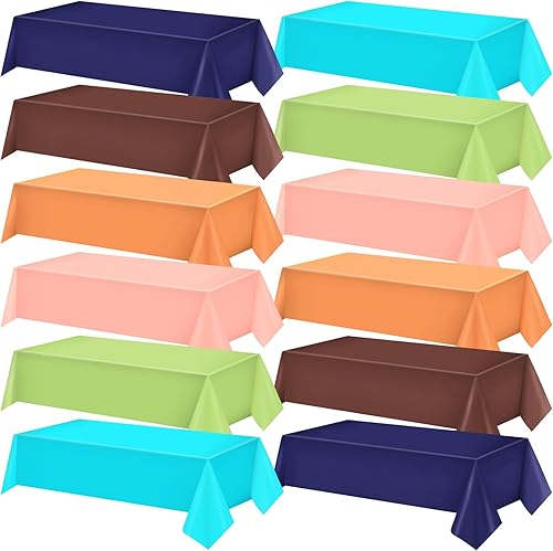 Miniatura 7 de Jinei 20 manteles desechables de plástico para otoño, fiesta de Acción de Gracias, mantel a granel naranja, amarillo y marrón, fiesta de cosecha de