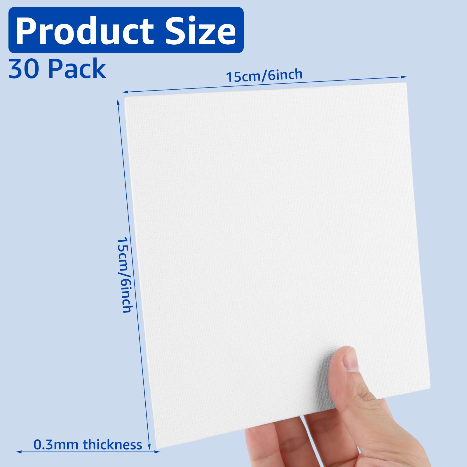 AKOLAFE 30 Piezas Lienzos para Pintar 15 x 15 cm, Lienzo Algodón 3 mm con Bastidor Blanco, Mini Lienzos 6 x 6 Pulgadas para Acrílico Oleo Manualidades Clase Arte