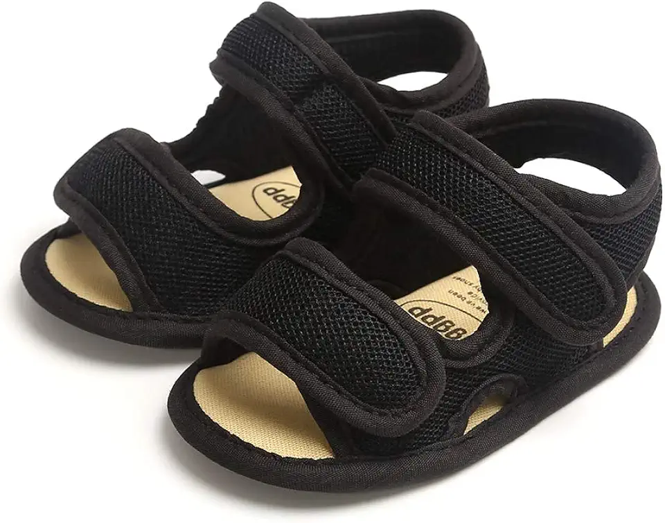 Isbasic Sandálias de verão para bebês meninos e meninas respiráveis, atléticas, antiderrapantes, sola macia, sapatos de berço para recém-nascidos