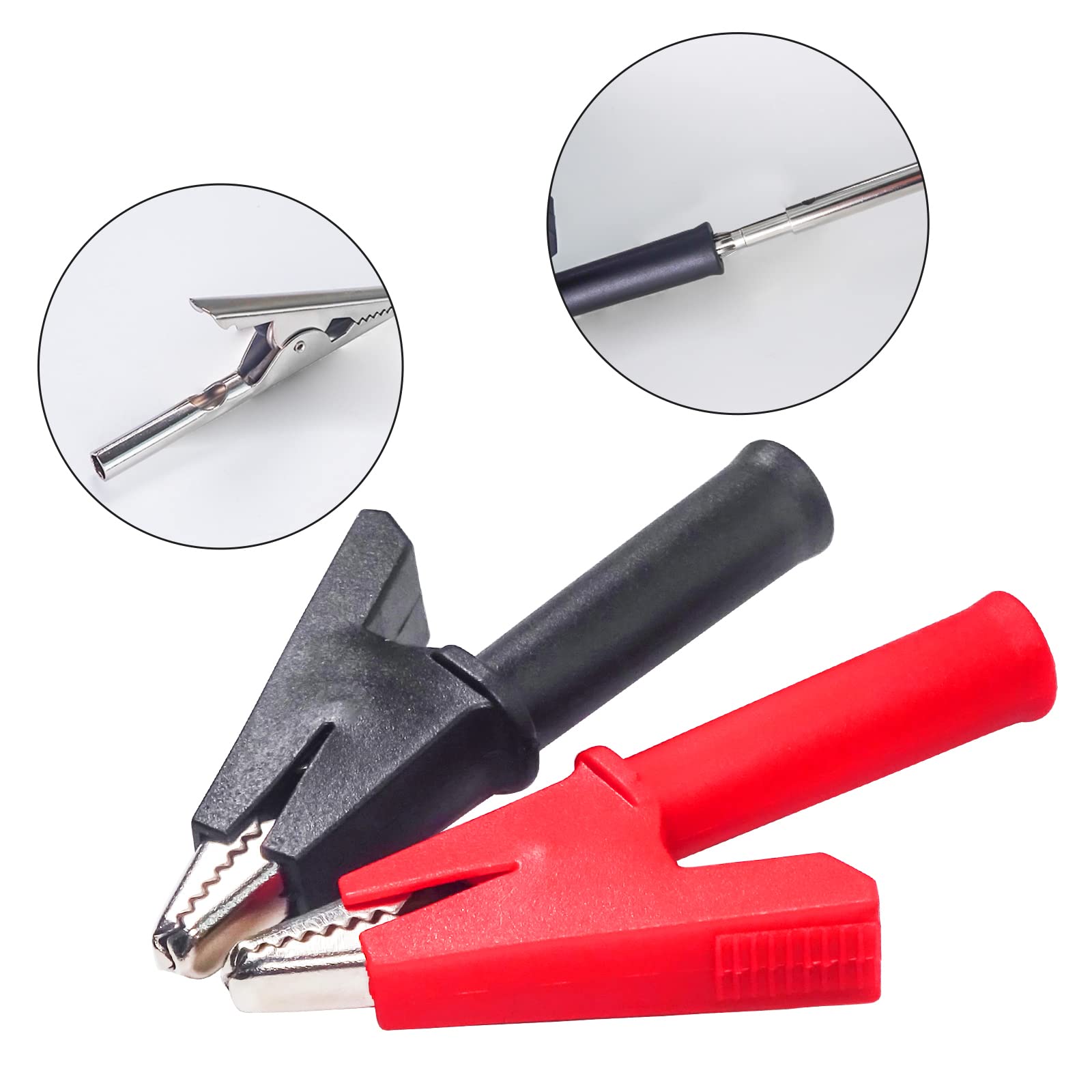 Peakelect 4-Pack Insulated Alligator Clips – 1000V 20A Nickel-Plated Copper, PVC Crocodile Clamps For Lab & Electrical Testing