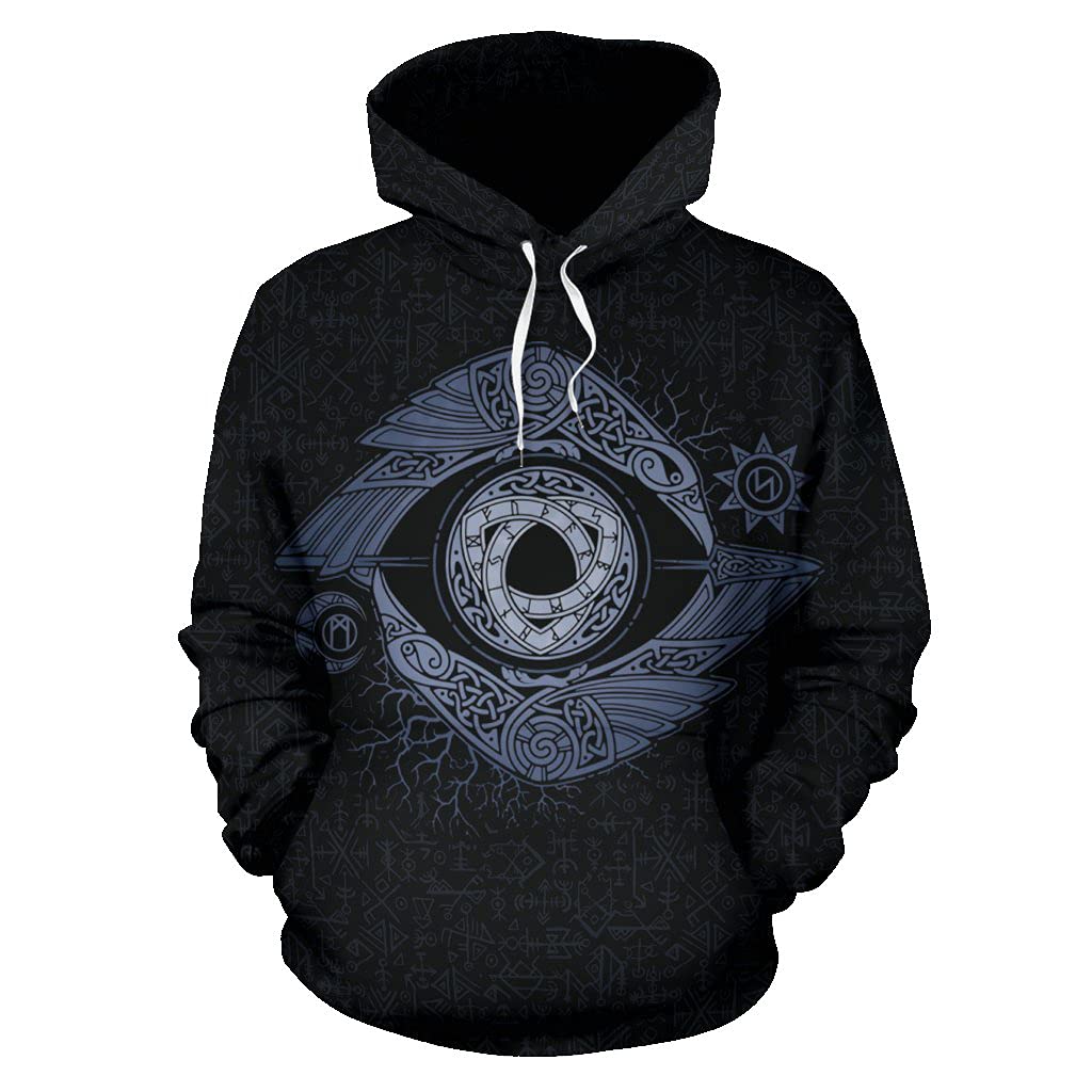 Rozpinana MęSka Bluza zKapturem Viking Odin Double Crow, Norse Mythology Druk 3D Rune Casual Bluza, Odzież Sportowa z DłUgim RęKawem