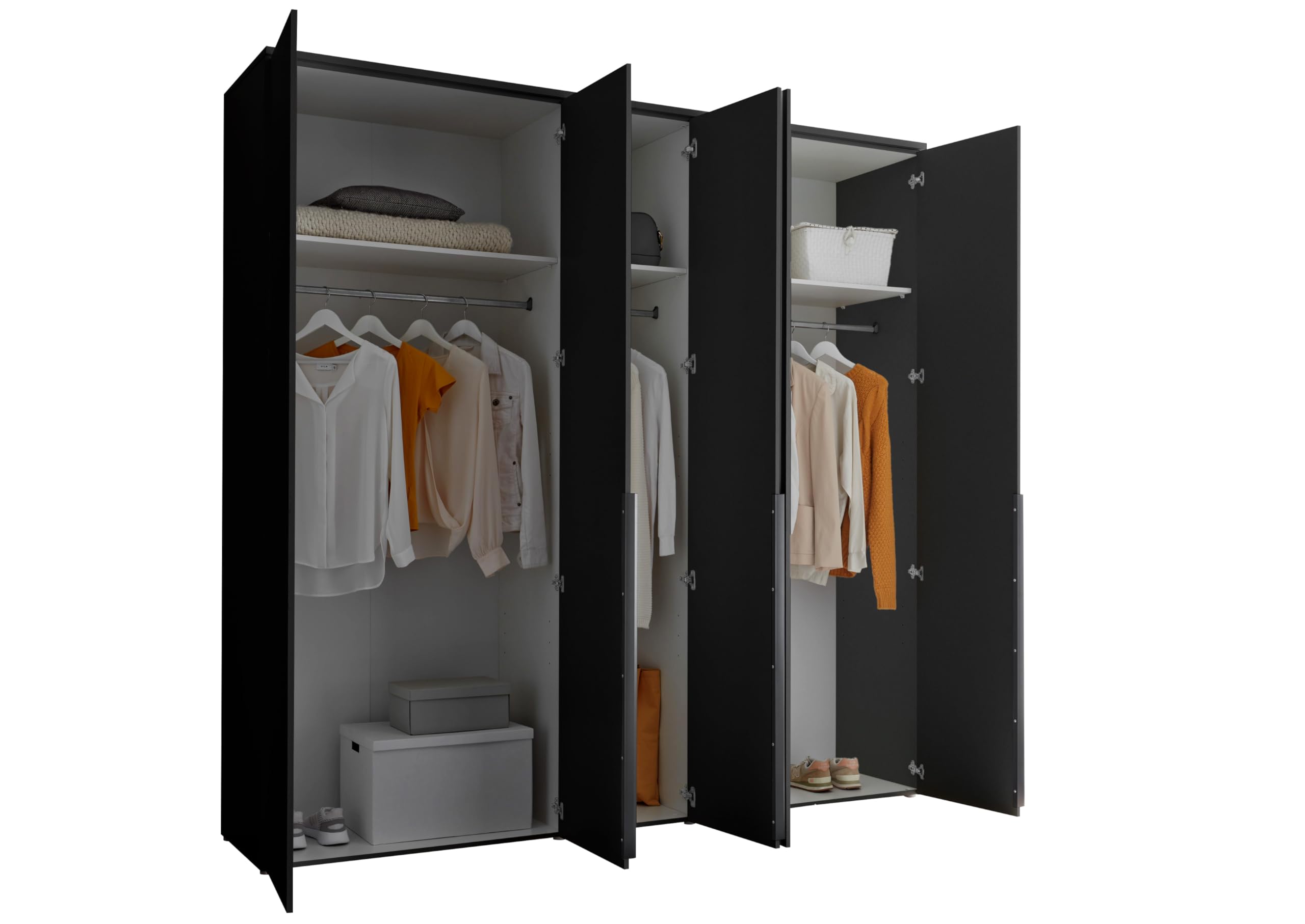 AVANTI TRENDSTORE - Civiasco - Armadio con 5 ante a battente di colore antracite Dimensioni ca. LAP 225x225x52cm
