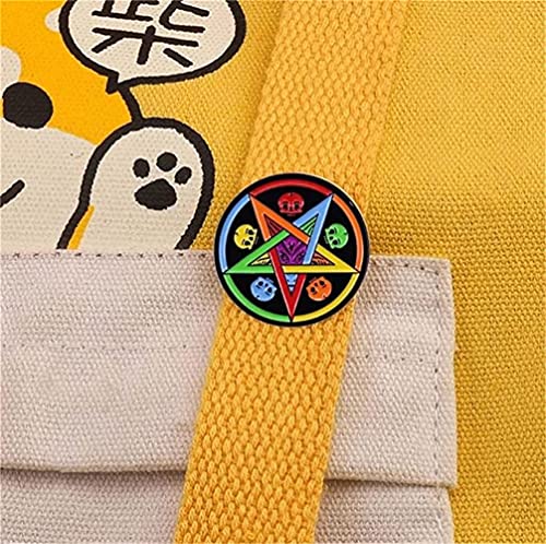 Image of Rainbow Satan Star Pentagram Baphomet Enamel Pin LGBT Pride Skull Goat Brooch Metal Lapel Pins Badge Denim Jewelry Gift for Backpacks Women Men