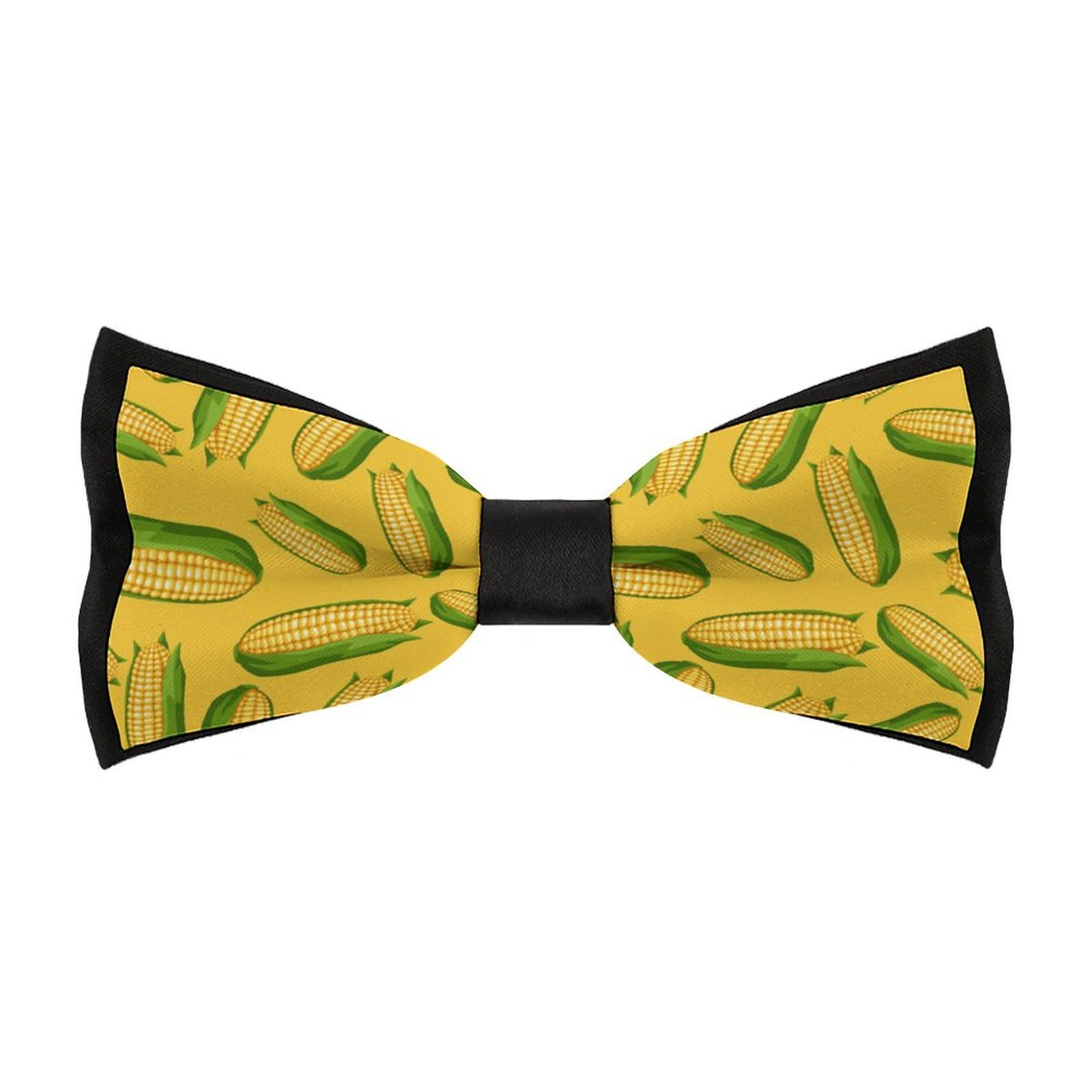JYYAU Fresh Ripe Corn Cobs Pattern Bow Tie Adjustable Necktie For Men Business Fashion Pre-tied Tie Neckwear Novelty Accessory For Weddings Party Festival