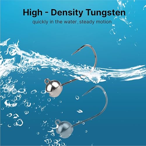 Miniatura 6 de MUUNN 10 cabezas de tungsteno con soporte para cebo, cabeza redonda para pequeños cebos de plástico y peces, Crappie y Bluegills