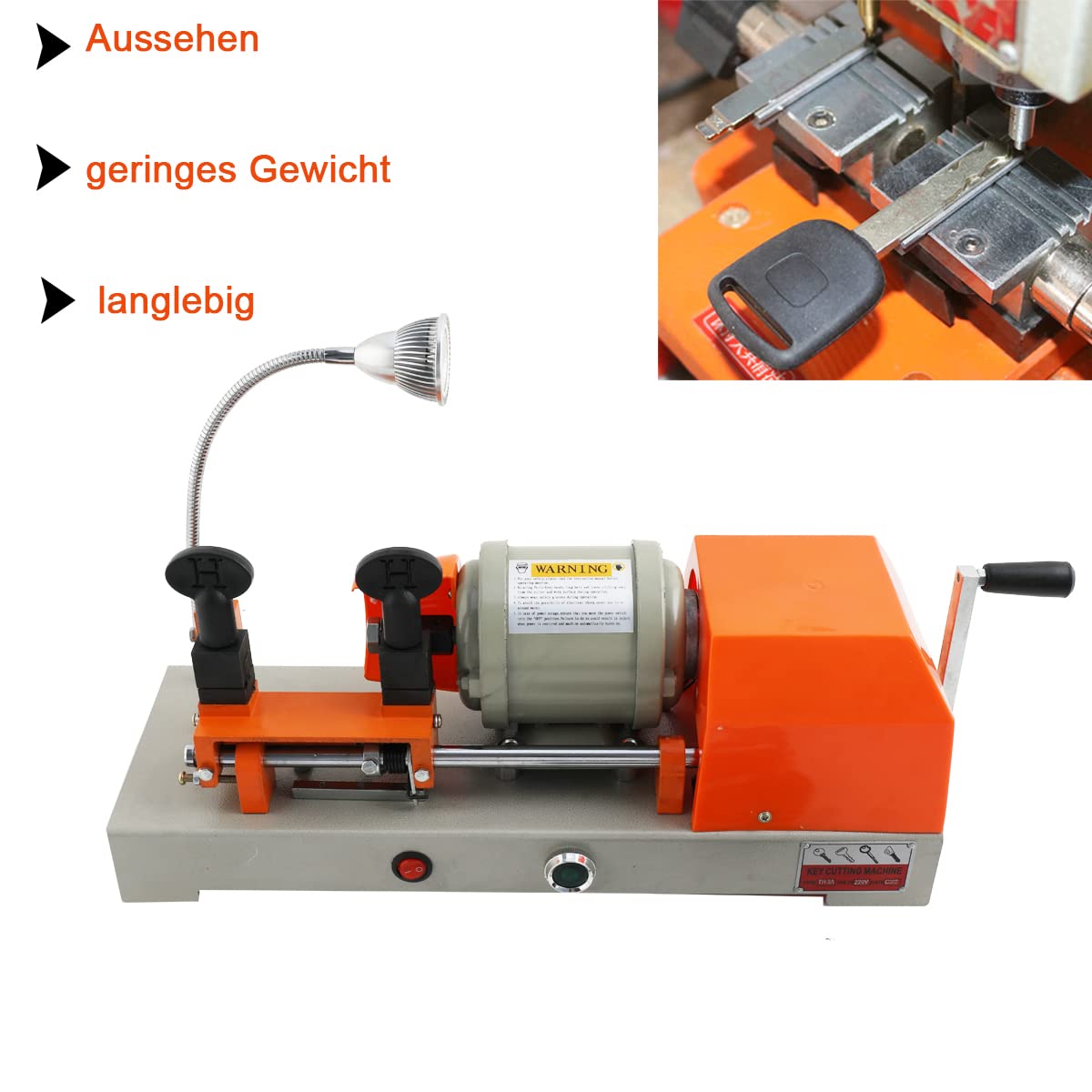 120W Horizontale Schlüsselmaschine mit LED-Licht 220V Schlüsselkopierer Key Cutting Machine Multifunktional Elektrisch Manuell Doppelte Horizontale Schlüssel Kopiermaschine
