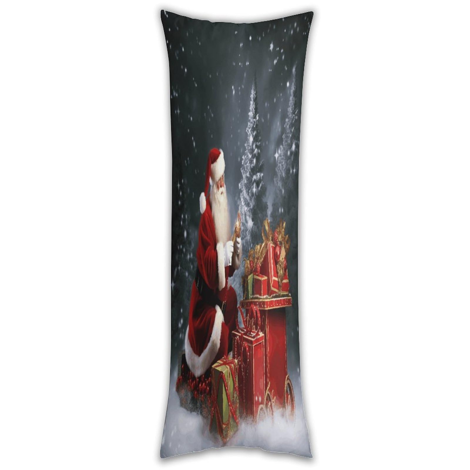 Merry Christmas Santa's Gift Long Pillow Case with Zipper Ultra Soft Microfiber Long Pillow Cover Breathable Body Pillow Protector Soft Wrinkle Pillowcase for Bed Sofa Bedroom 53 X 19 in
