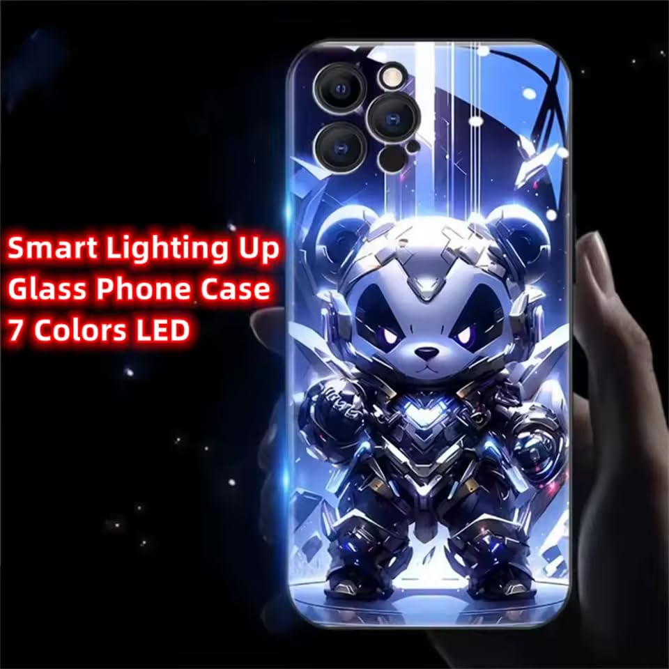 Image of MILLION CASES Back Cover Case for iPhone 15 Pro Shockproof Protective Cyber Panda Light Shield TPU Case for Men & Boys
