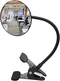Ampper Acrylic Clip On Rear View Cubicle Mirror, Flexible Convex Security Mirror for Personal Safety Desk Rearview Monitors or Anywhere (3.75", Round)